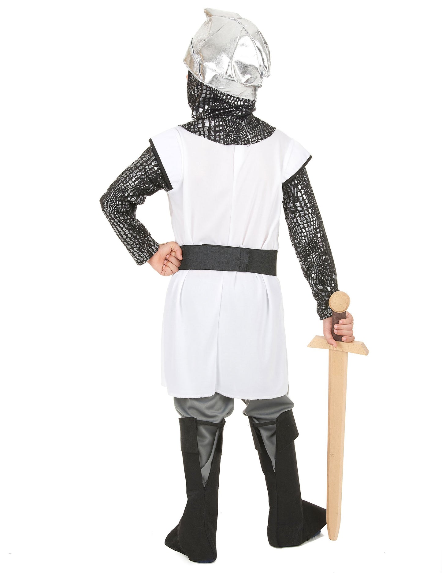 Вид отзад на костюма на рицар с кръст за момче