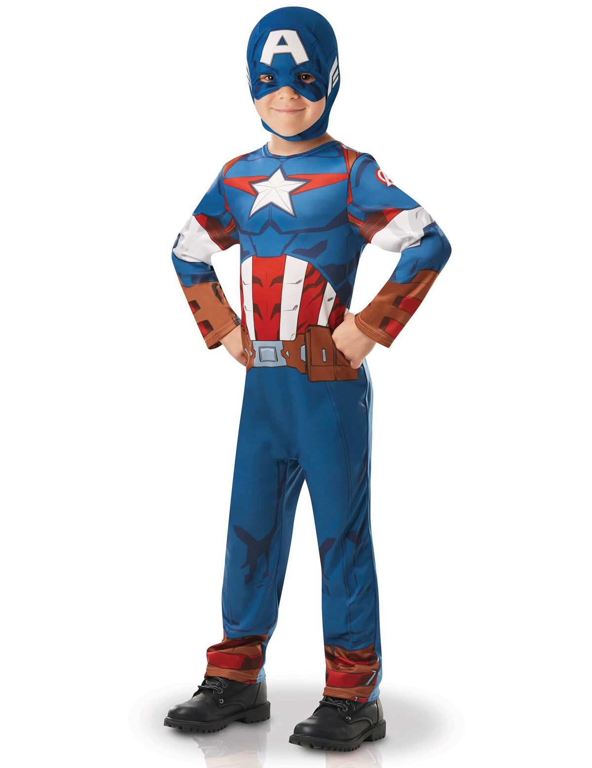 Класически костюм Captain America от анимационната серия за момче син и червен с качулка