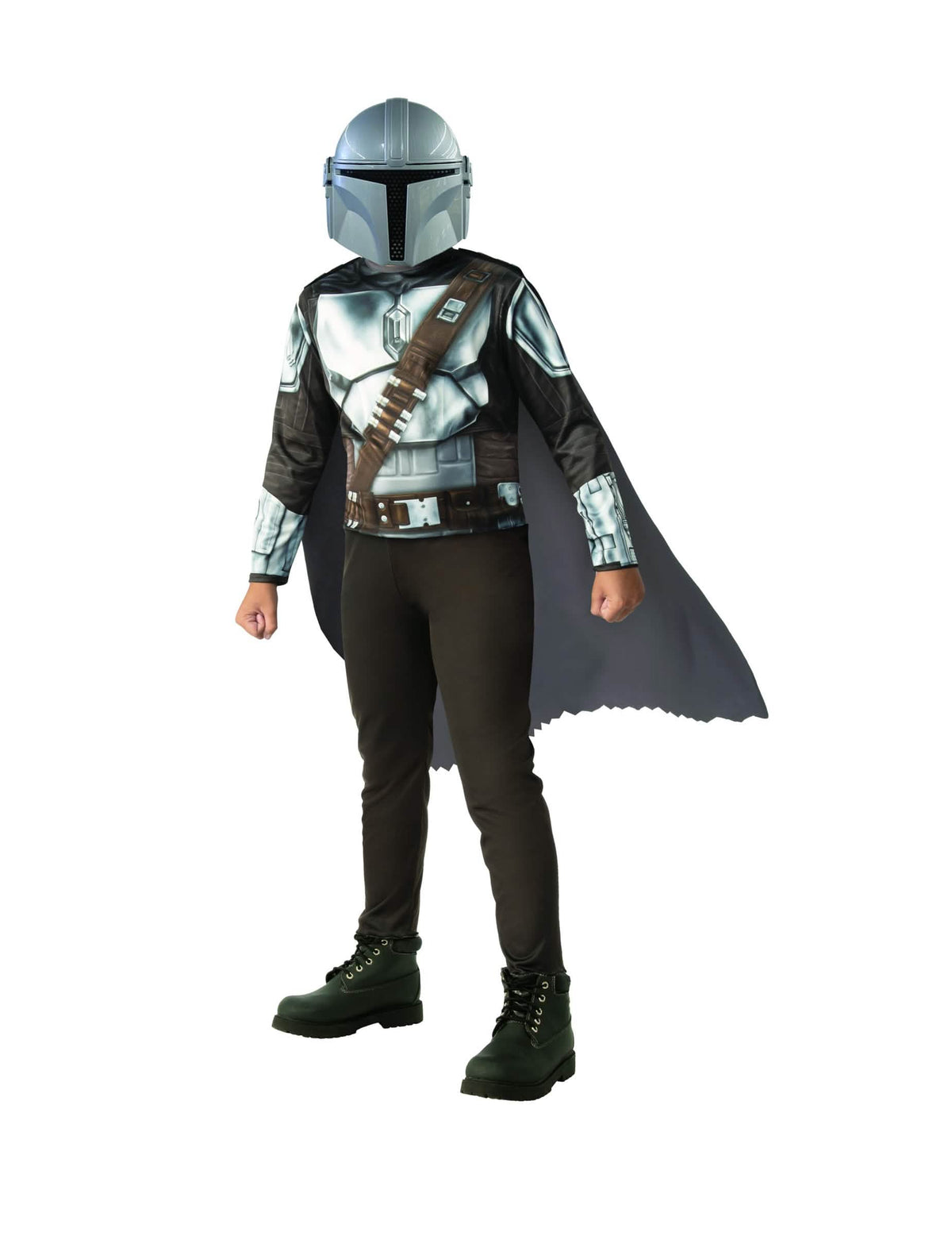 Класически костюм The Mandalorian™ за дете сив и кафяв с пелерина