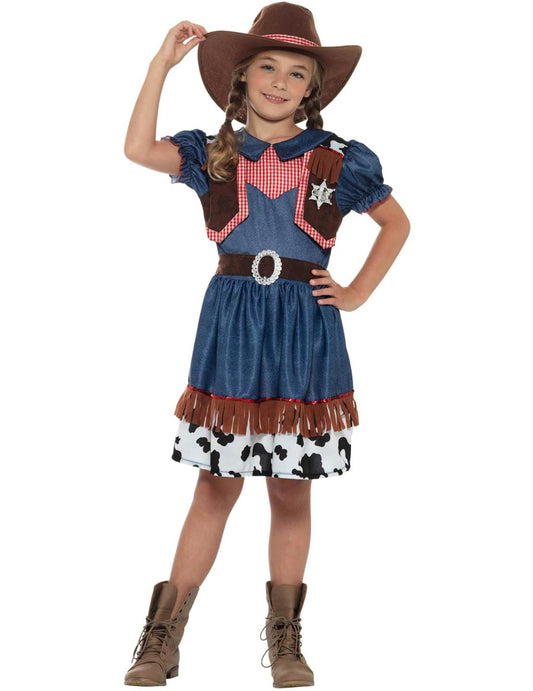 Изглед отпред на тексаския cowgirl костюм за момиче
