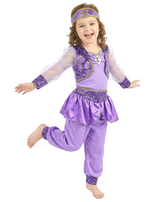 Vue de face du déguisement de danseuse orientale pour fille