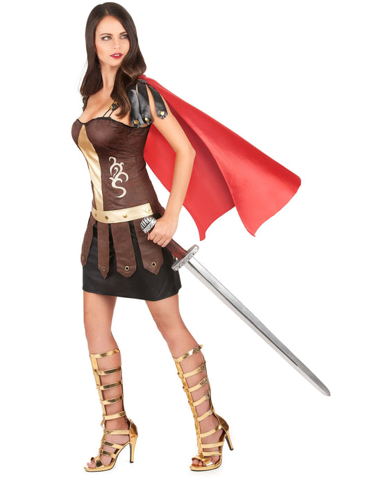 Vue de profil du déguisement de gladiateur romain