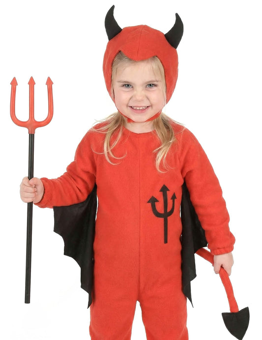 Détail de la queue et des ailes du déguisement de diable Halloween pour enfant