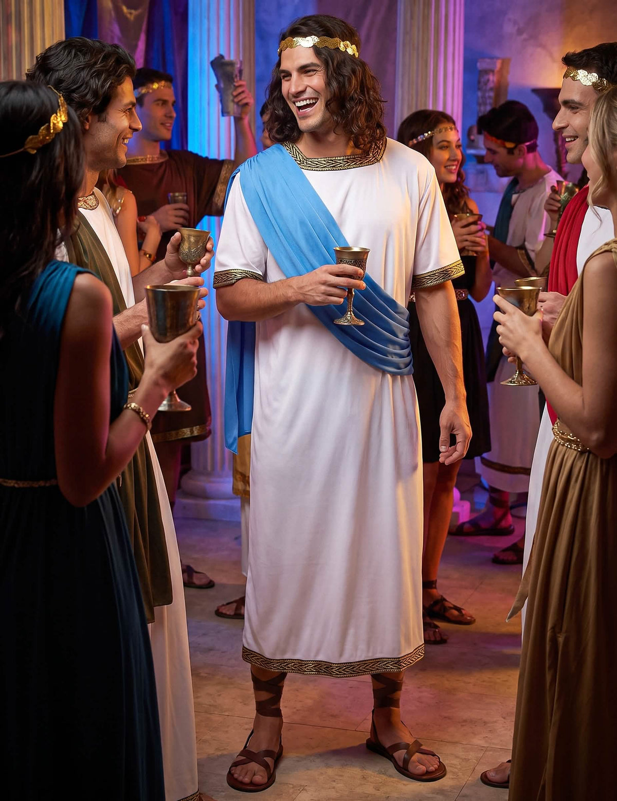 Déguisement dieu Grec bleu homme