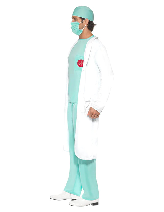Vue de profil du déguisement de docteur pour homme
