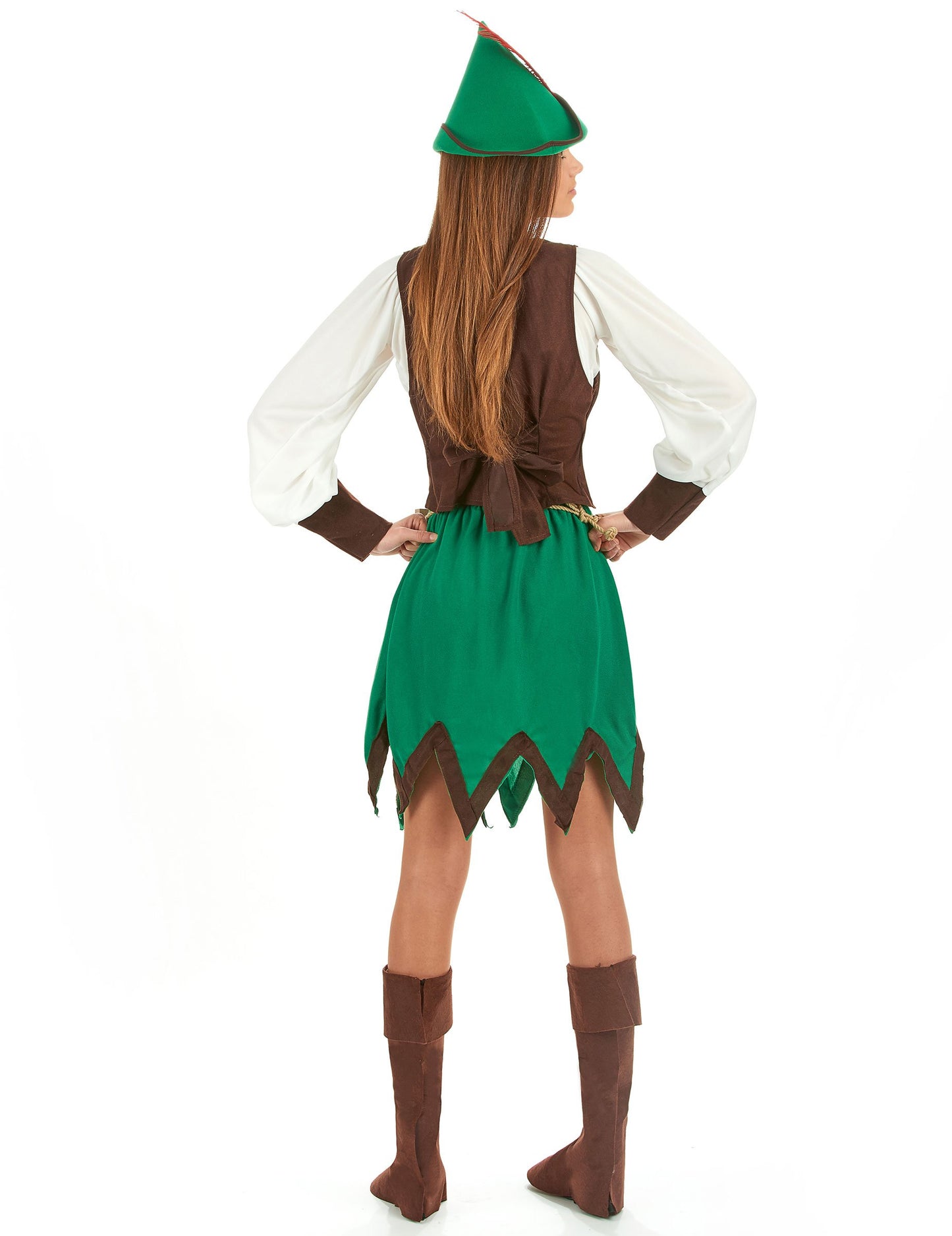 Гледка отзад на дегизировката жена на гора