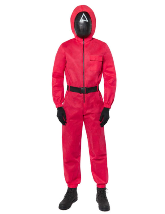 Masque avec triangle du déguisement gardien du jeu Squid Game™ pour adulte