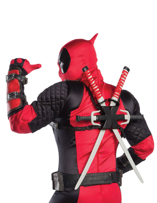 Изглед отзад с катаните на възрастен костюм Deadpool Grand Heritage