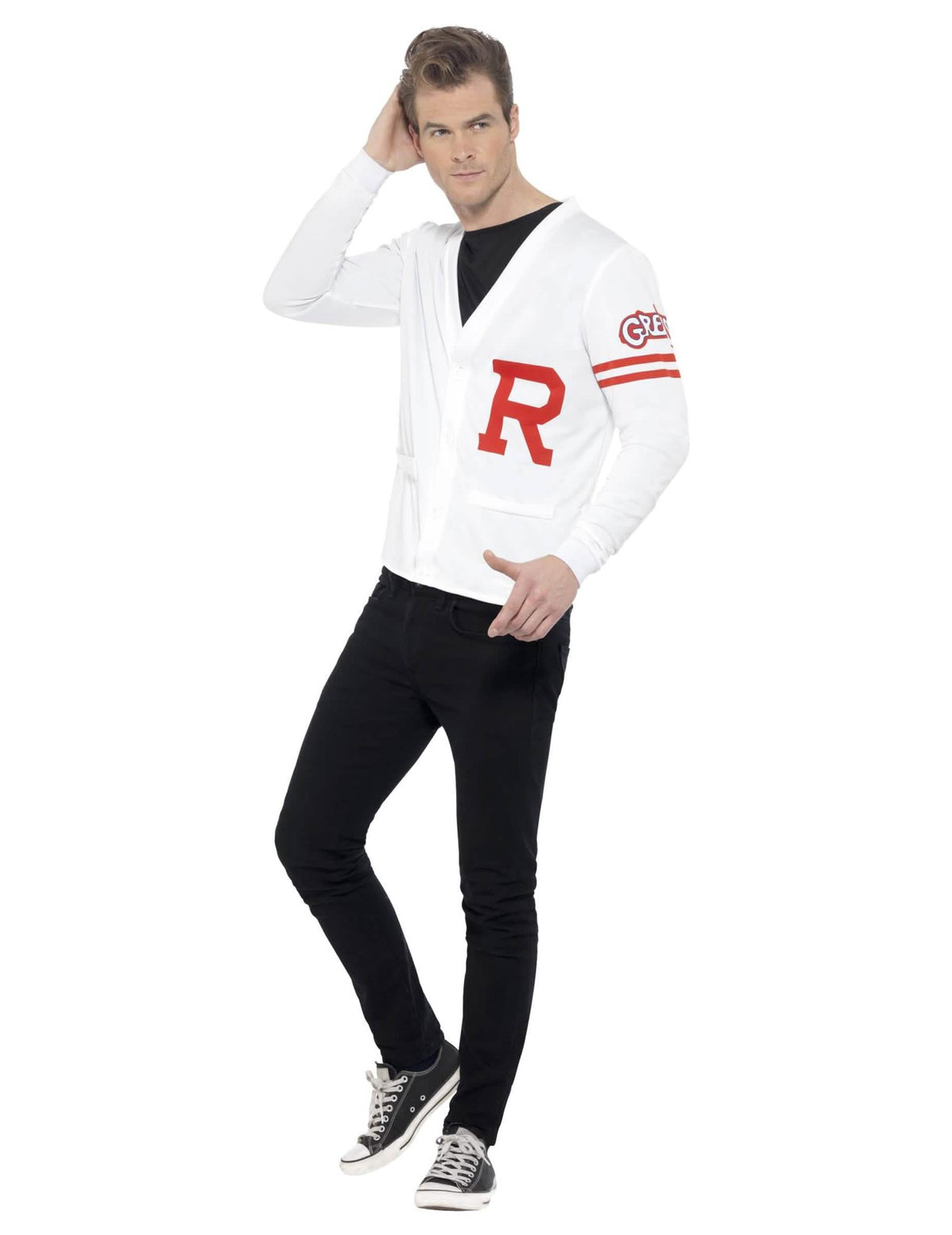 Изглед отпред на костюма Grease Rydell Prep за мъж