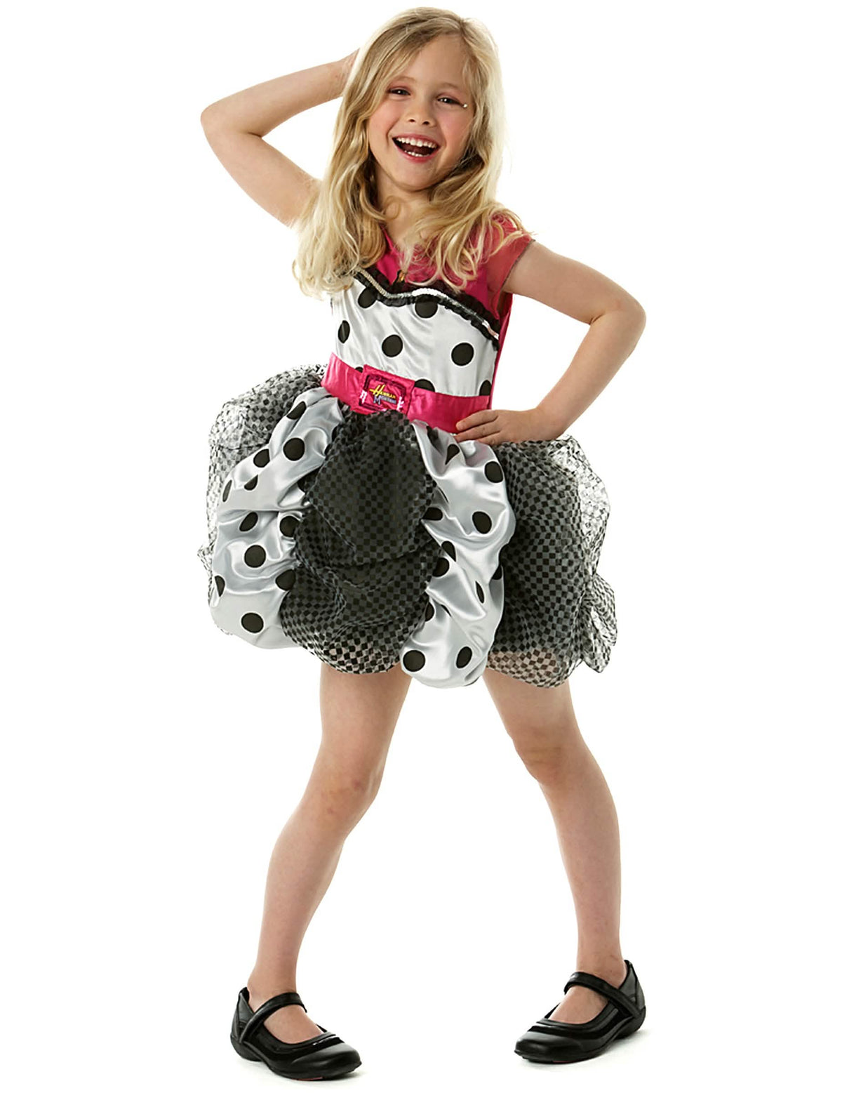 Déguisement Hannah Montana Disney pour fille rose noir et blanc à pois