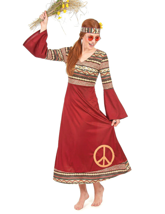 Déguisement hippie bordeaux femme