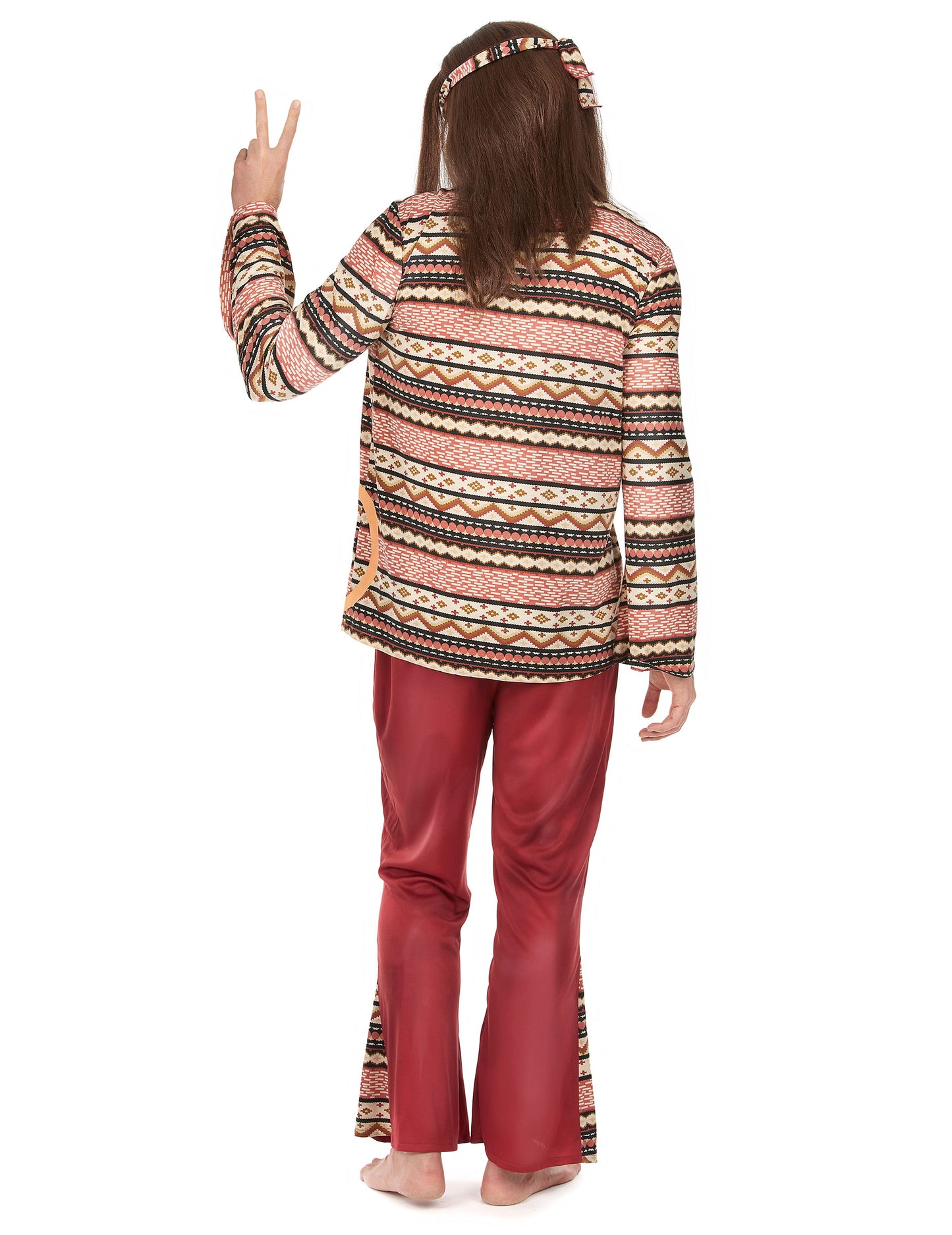 Vue de dos du déguisement hippie pour homme