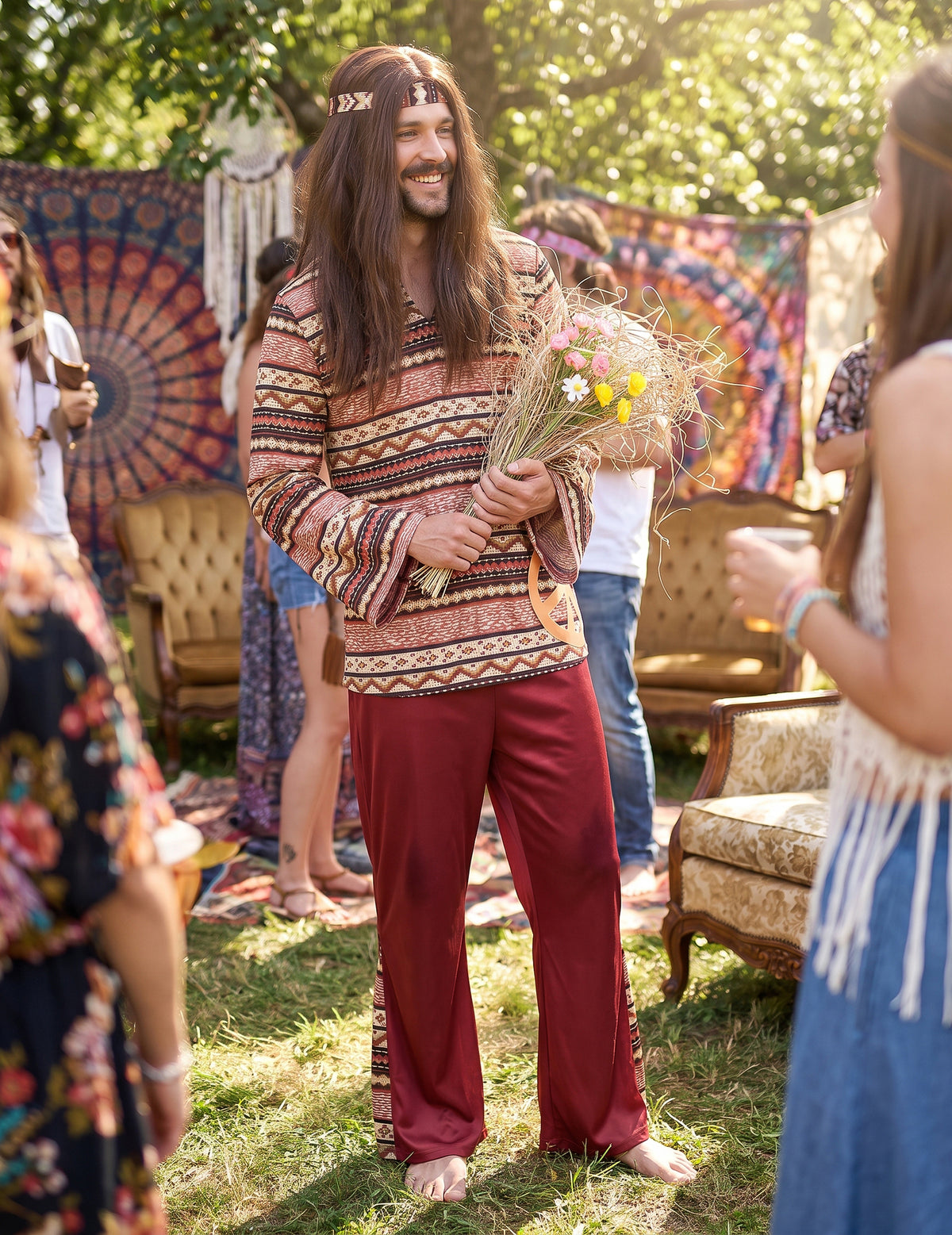 Déguisement hippie bordeaux homme
