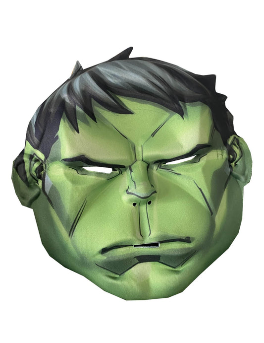 Gros plan sur le masque du déguisement luxe Hulk