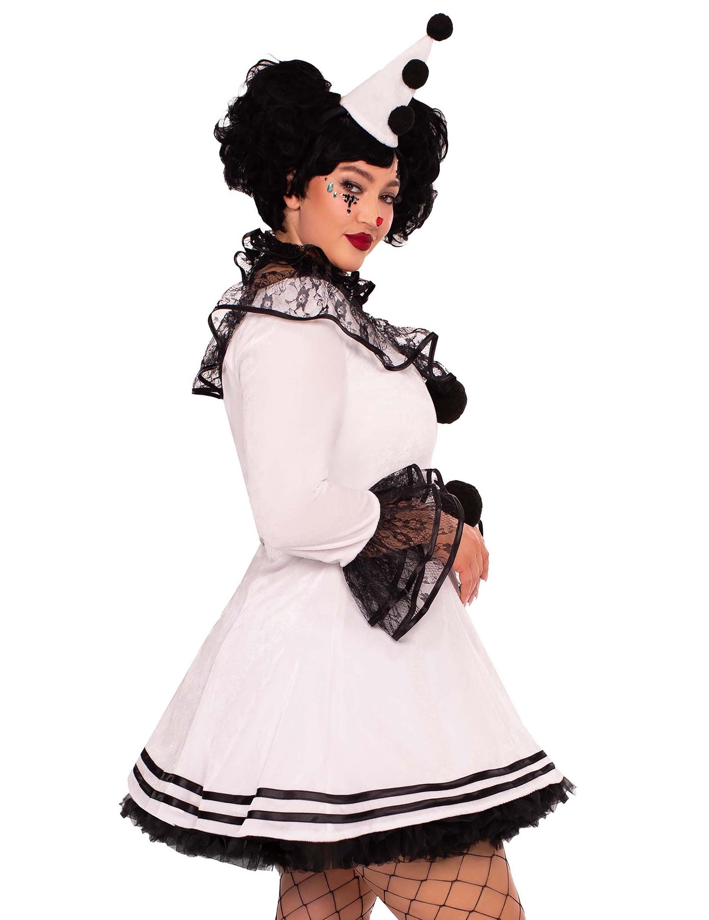 Секси бял костюм на Пиърро плюс размер за жени