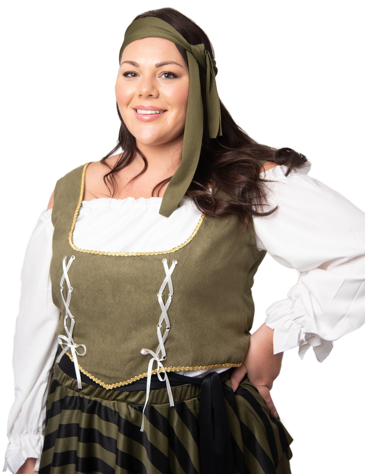 Зелен зелен флибустиер пират голям женски костюм