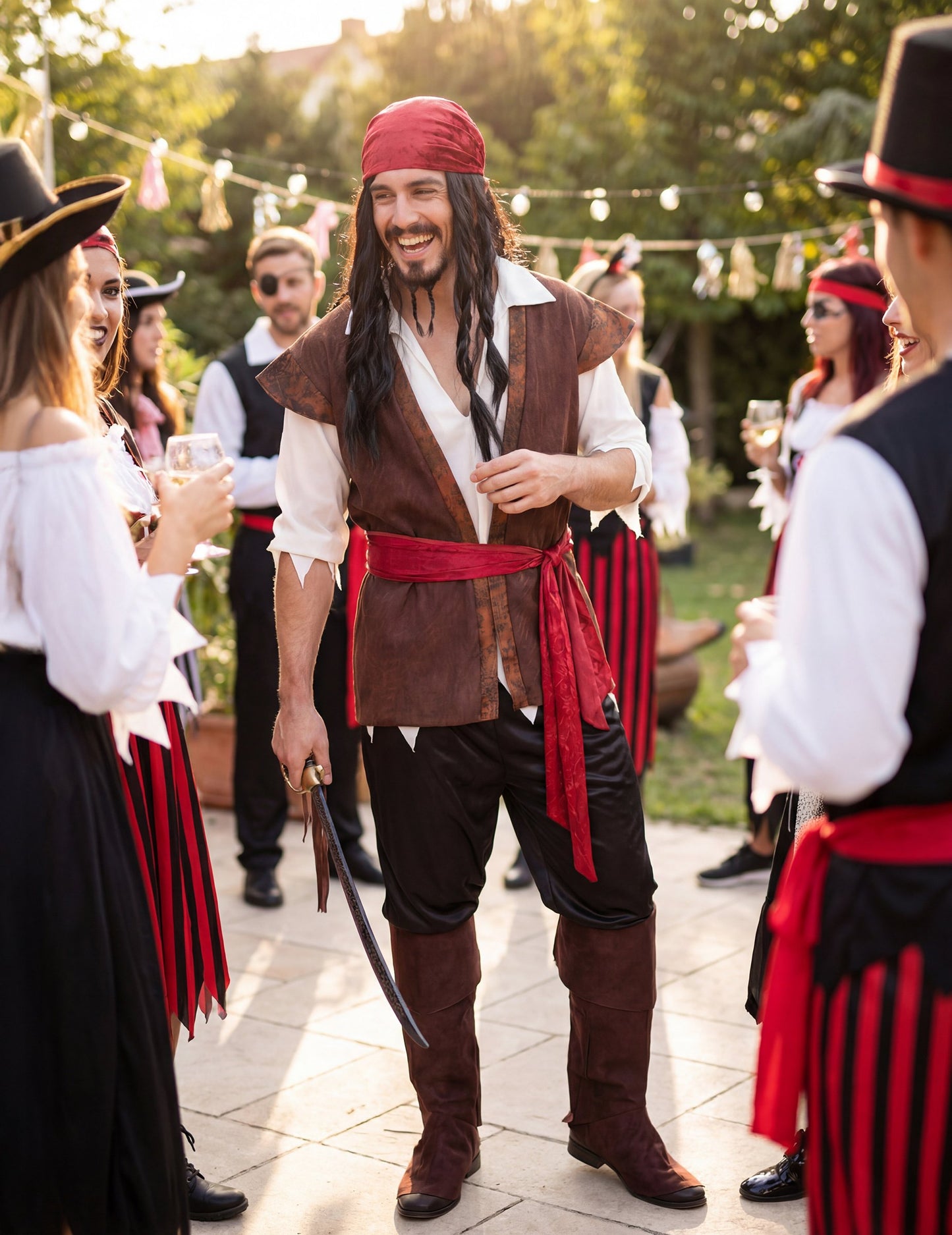 Човек пиратски костюм