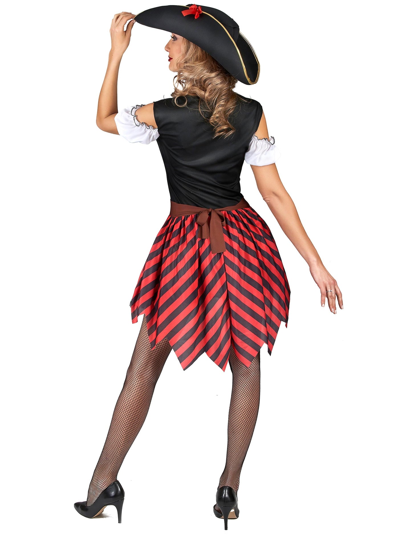 Vue de dos du déguisement de pirate pour femme