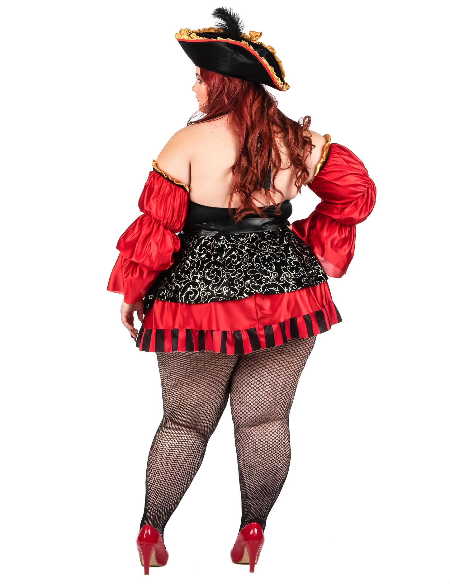 Луксозен червен луксозен червен пиратски костюм жена