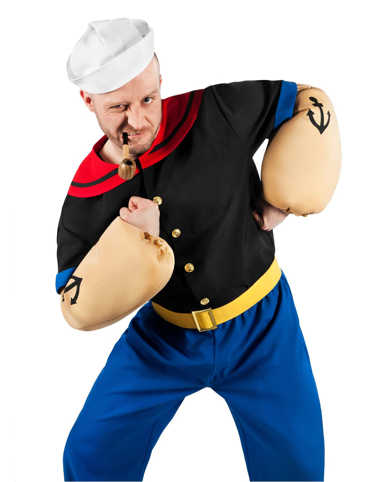 Костюм на Popeye™ за възрастен черен и син с мускулести ръце