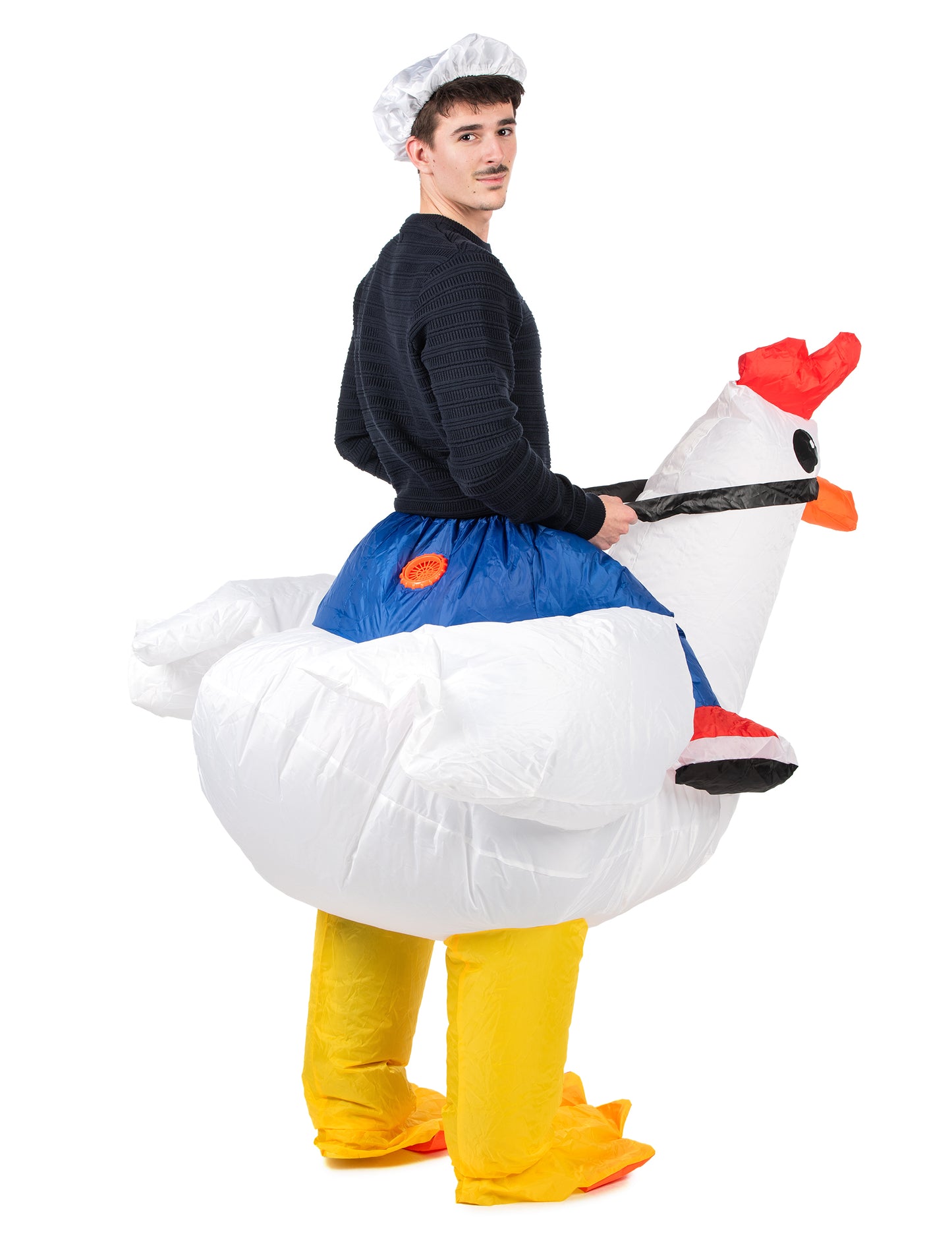 Déguisement poulet gonflable pour adulte blanc et jaune