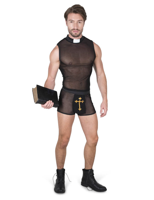 Bible tenue à la main du déguisement de prêtre pécheur pour homme