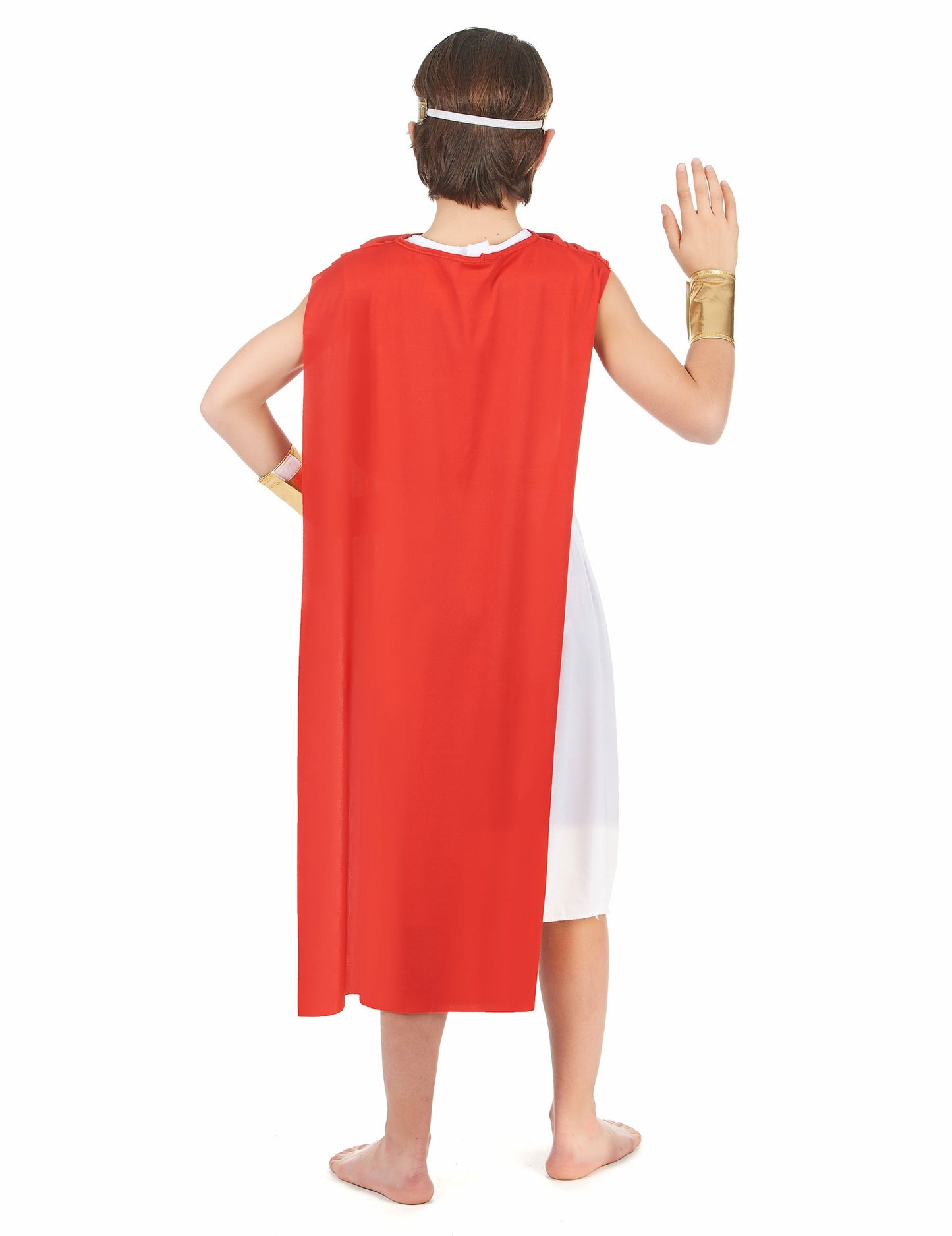 Гледка отзад на римското облекло с наметало за момче