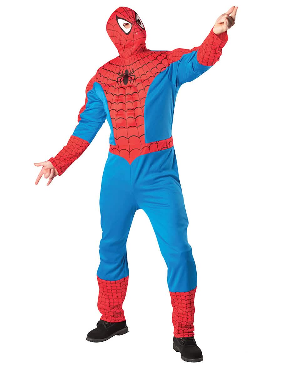 Костюм на Spider-Man за възрастен, червен и син с торс и качулка