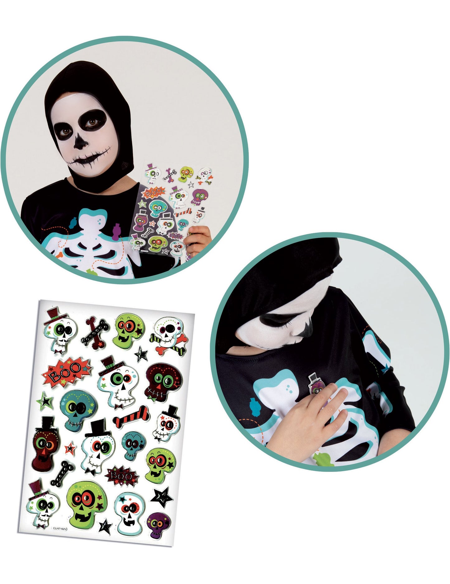 Скелет прикрийте с детски стикер брошура