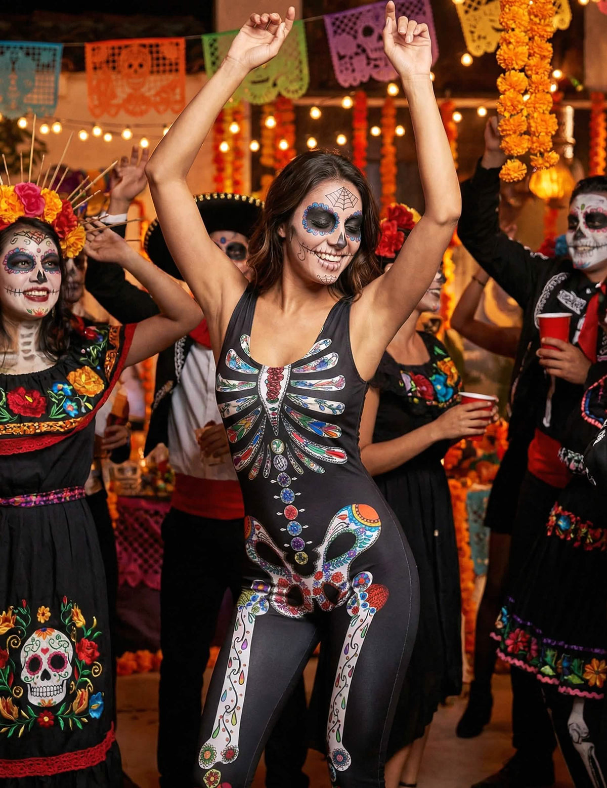 Празнично представяне на костюма скелет Dia de los muertos