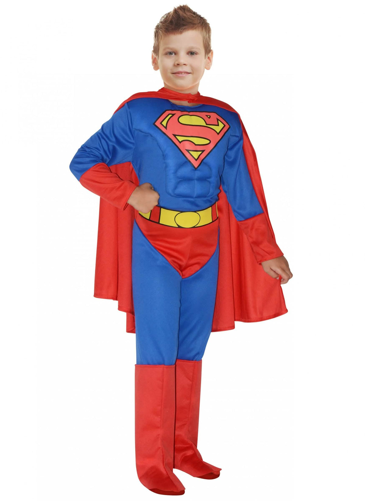 Изглед отзад на мускулестия костюм на Superman за момче