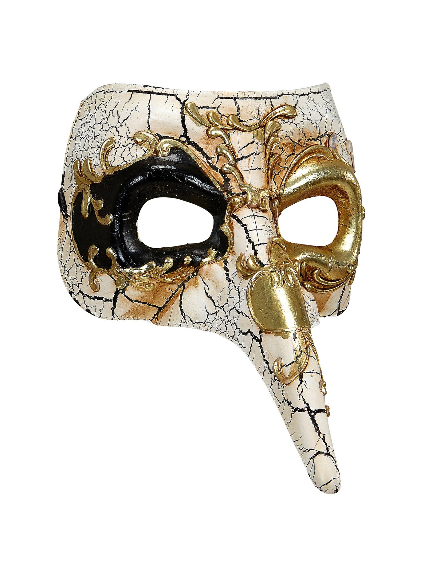 Demi-masque vénitien long nez doré adulte