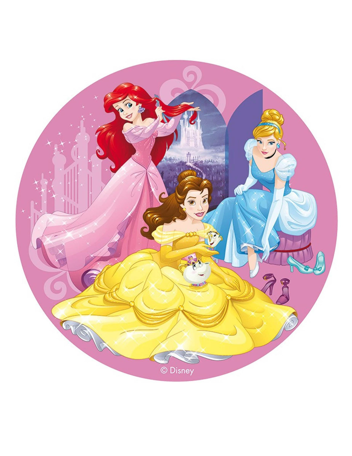 Оризов диск Princesses Disney розов с Ариел, бел и Пепеляшка