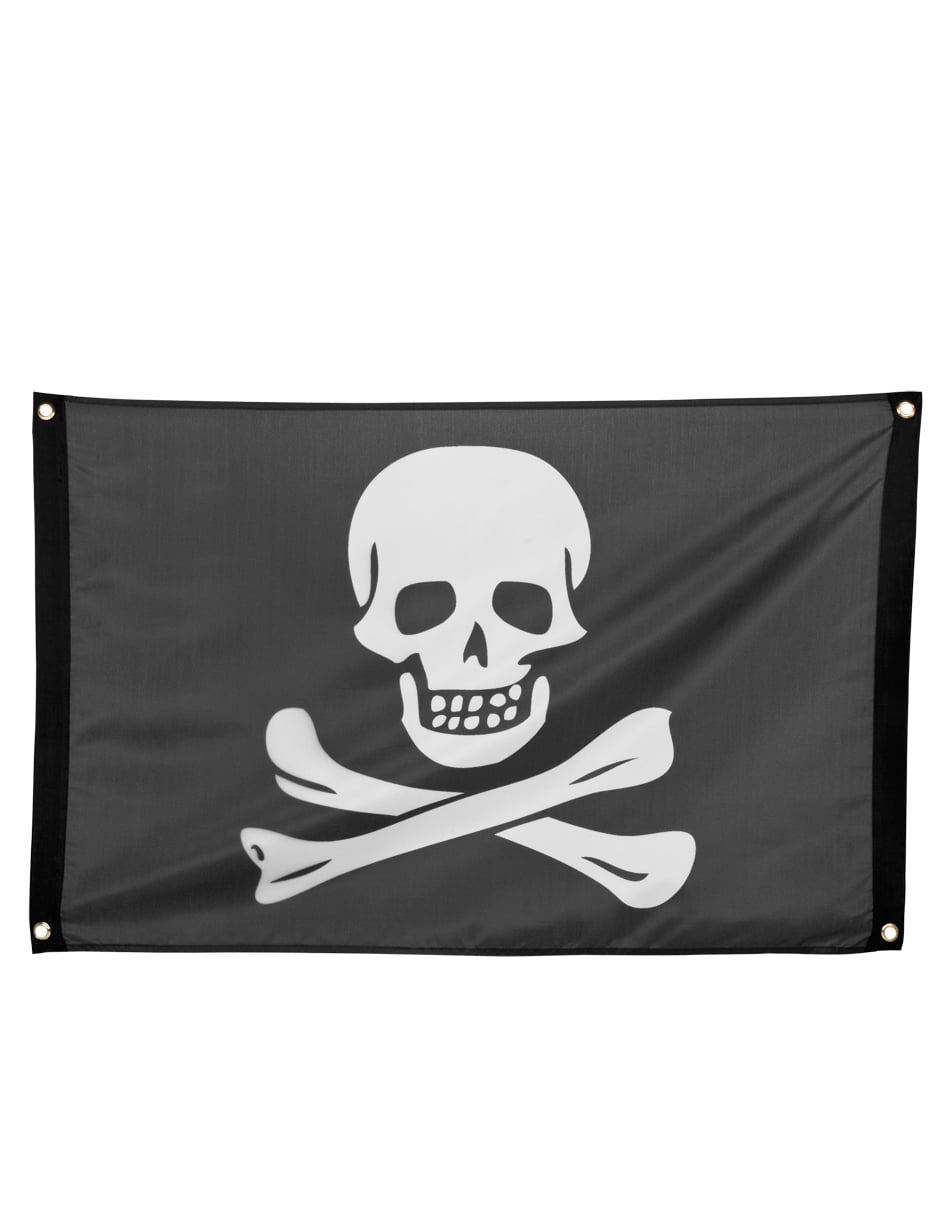 Drapeau pirate pour fête noir et blanc avec œillets