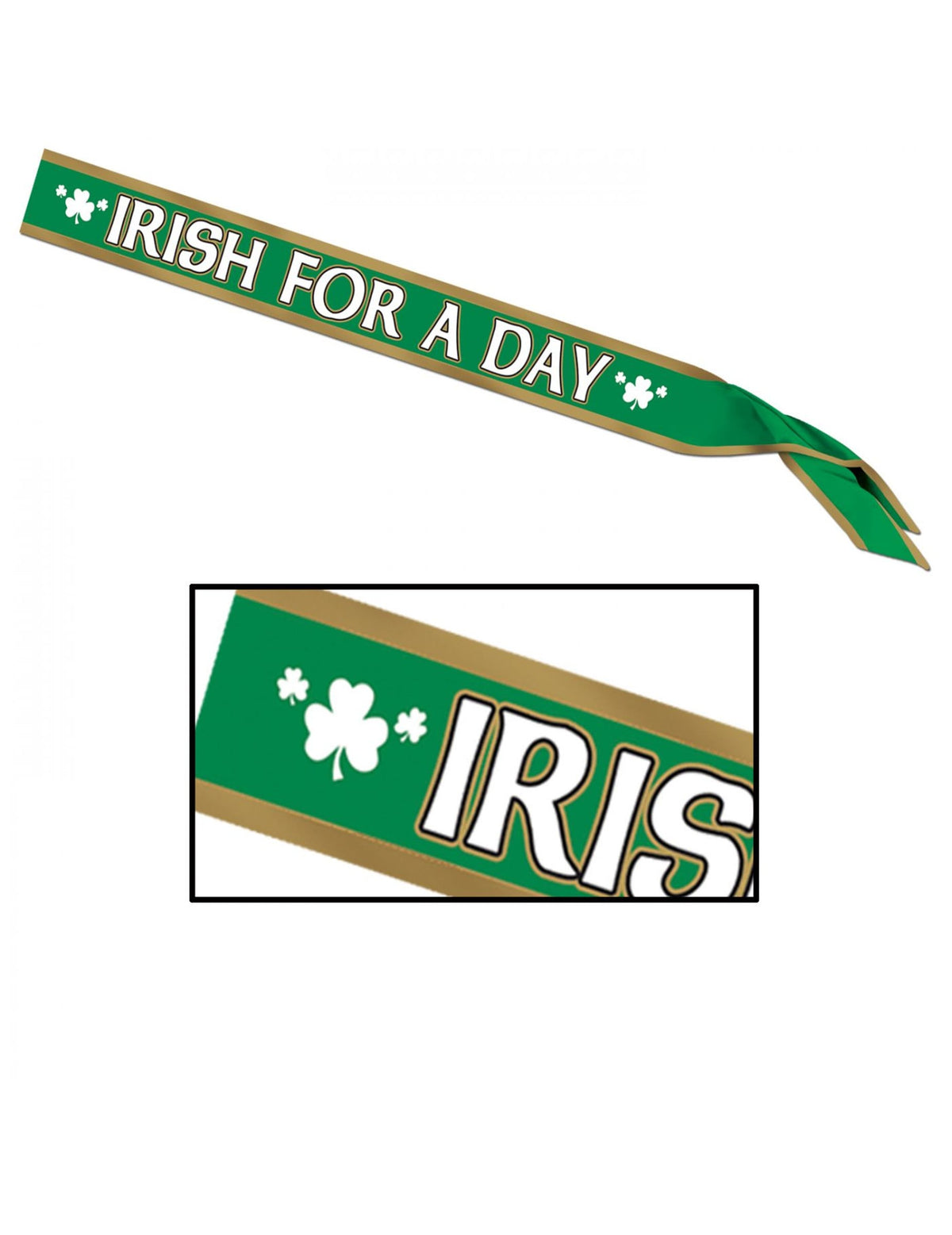 Сатенен шал Irish for a day зелен и златист с детелини