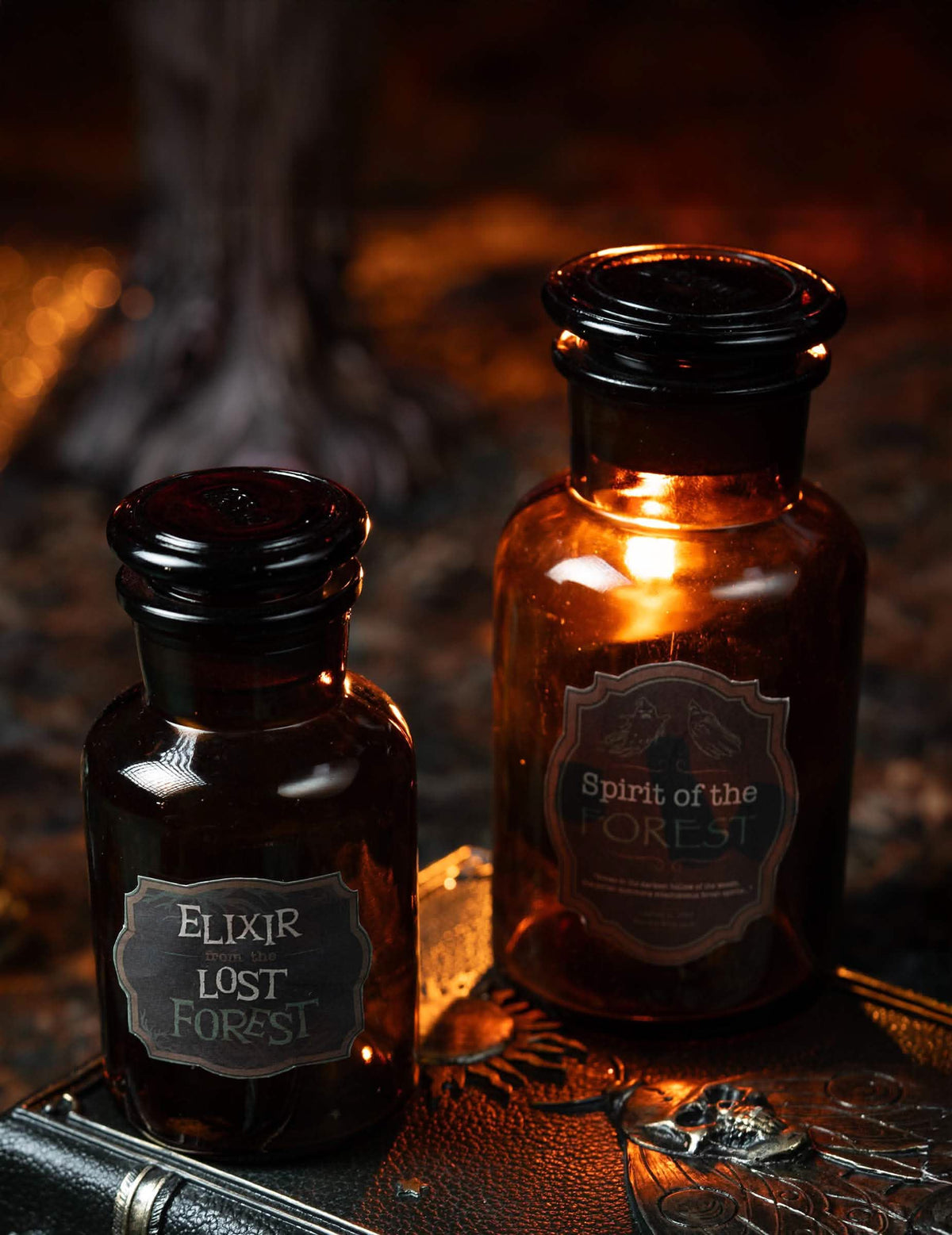 Vue des deux modèles du flacon d'apothicaire Elixir pour décoration