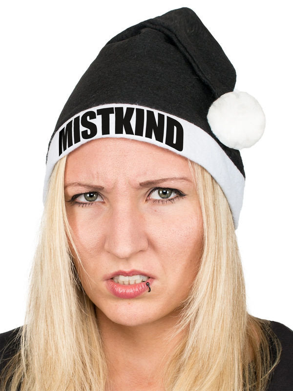 Забавна коледна шапка MISTKIND, шапка на Дядо Коледа в черно-бяло