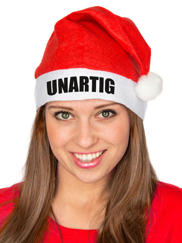 Забавна коледна шапка UNARTIG, шапка на Дядо Коледа в червено-бяло