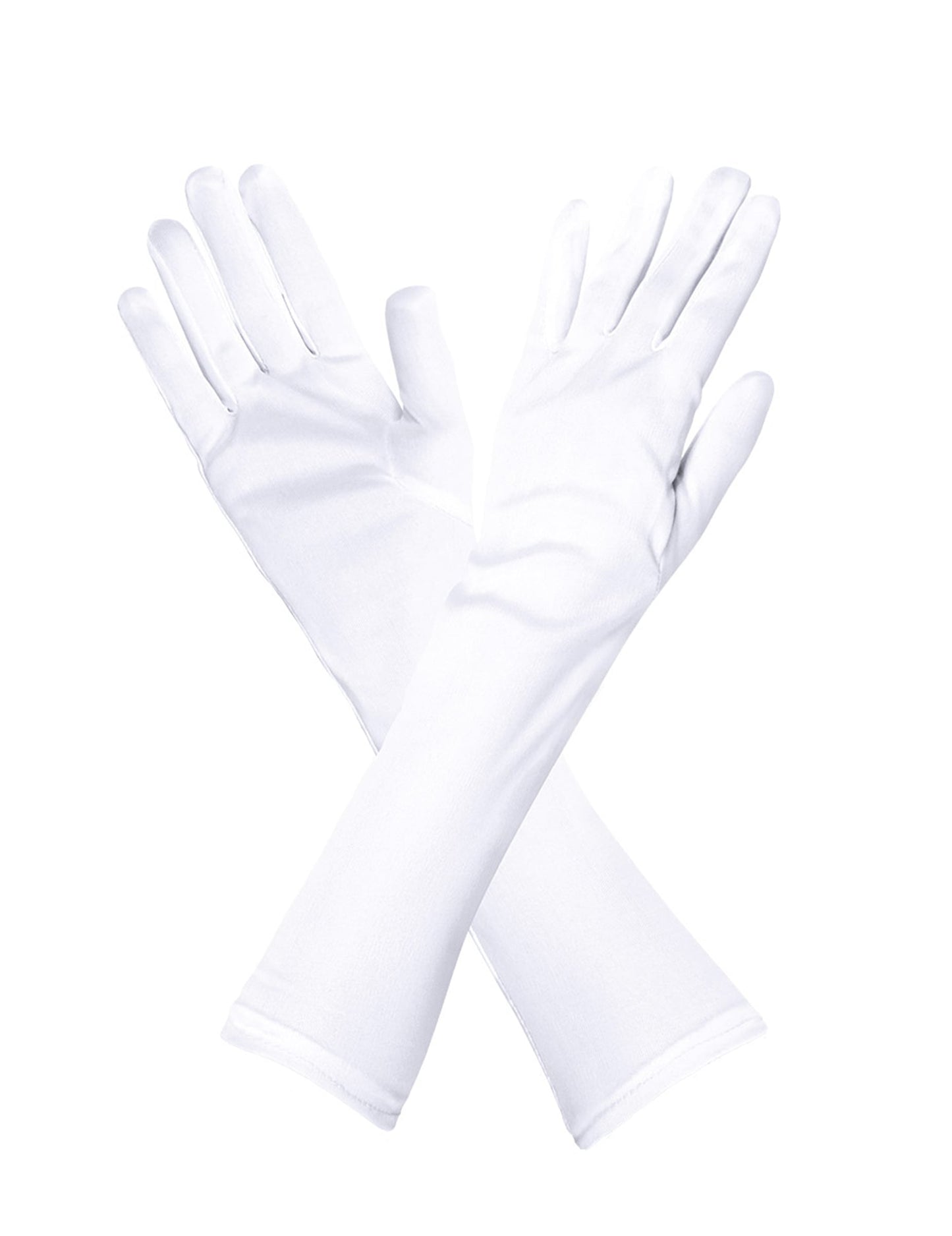 Vue croisée des gants longs pour adulte blancs
