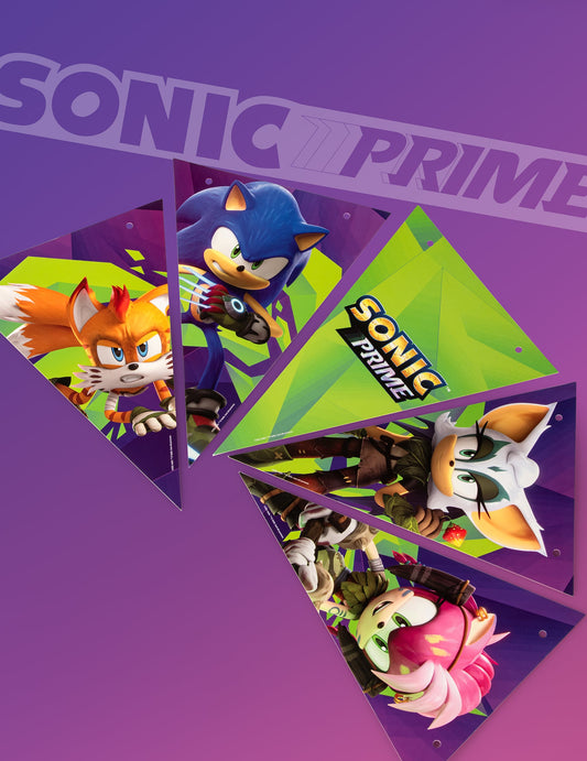 Détails des visuels des personnages de la guirlande à fanions Sonic Prime