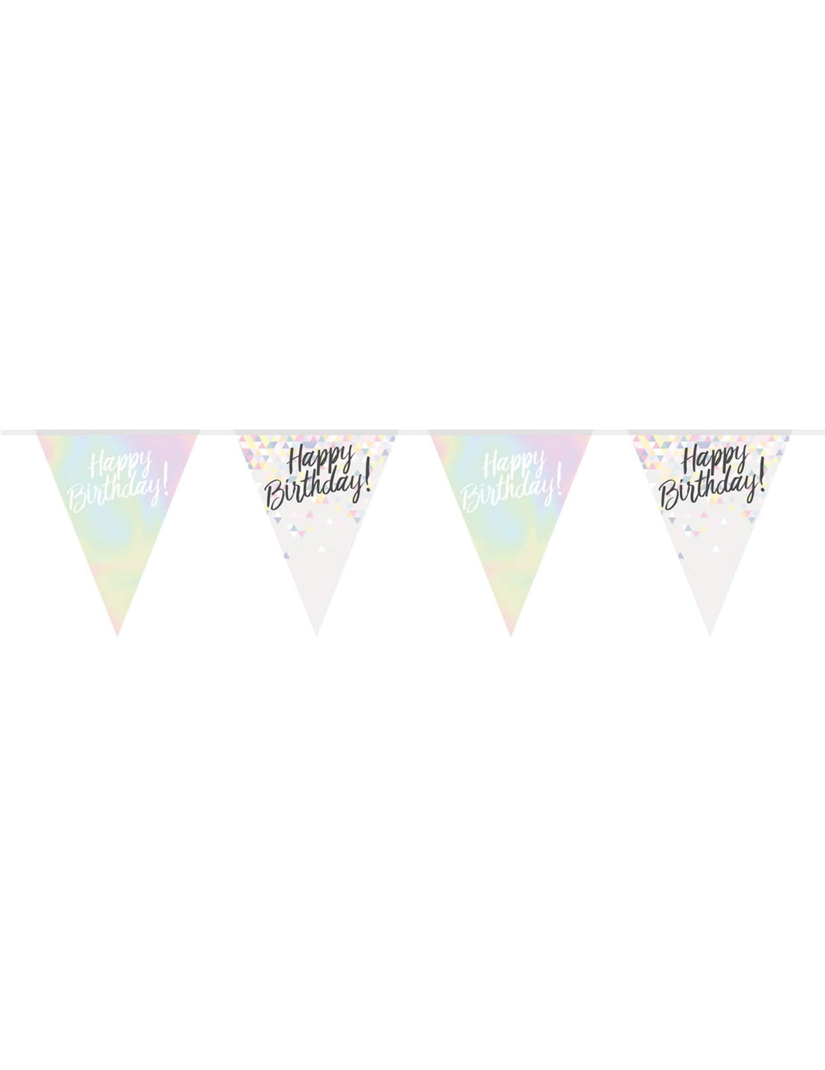 Пластмасова гирлянда с флагчета Happy Birthday за рожден ден в пастелни ирисиращи цветове