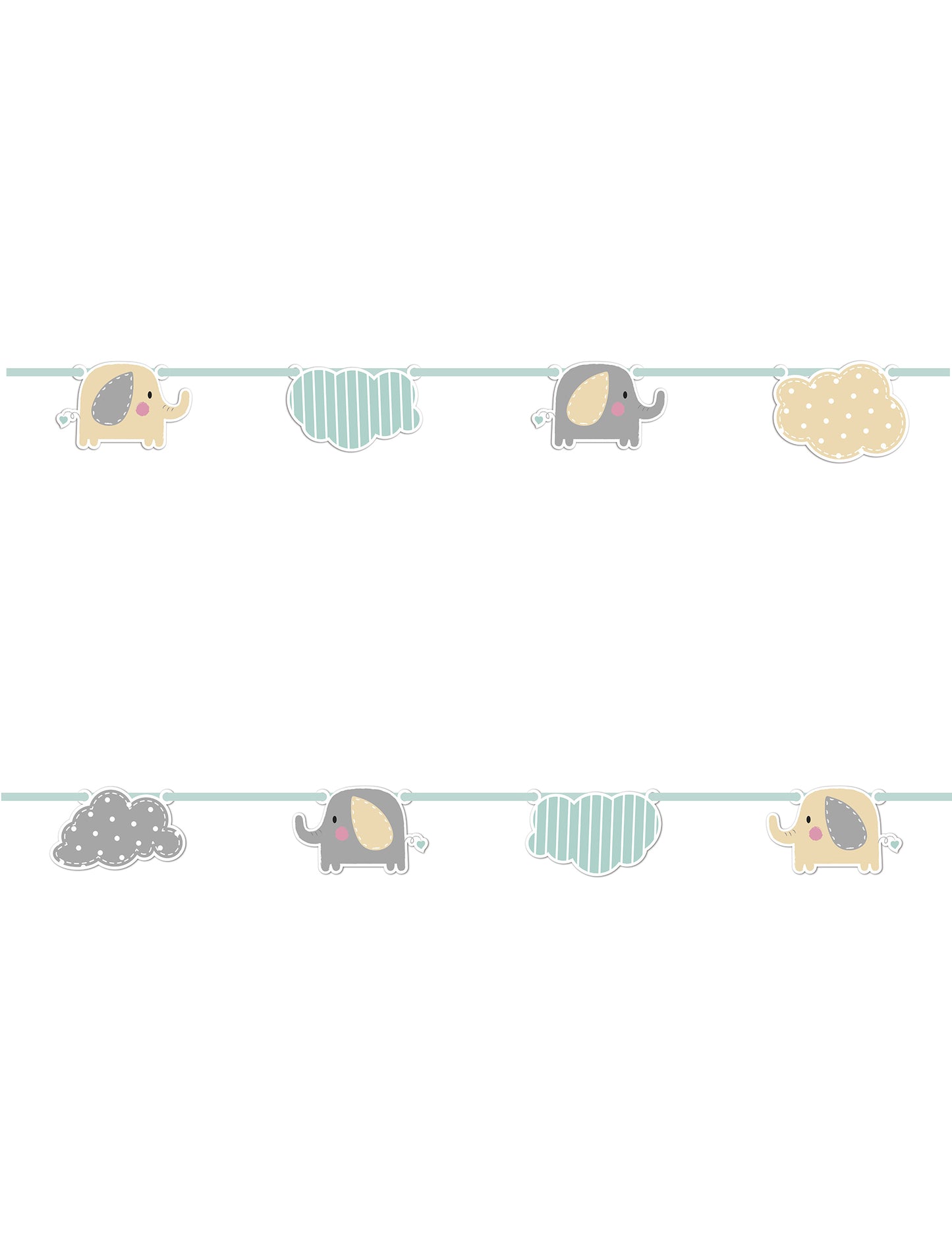 Картонен гирлянд с бебе слон (2 м) и облаци