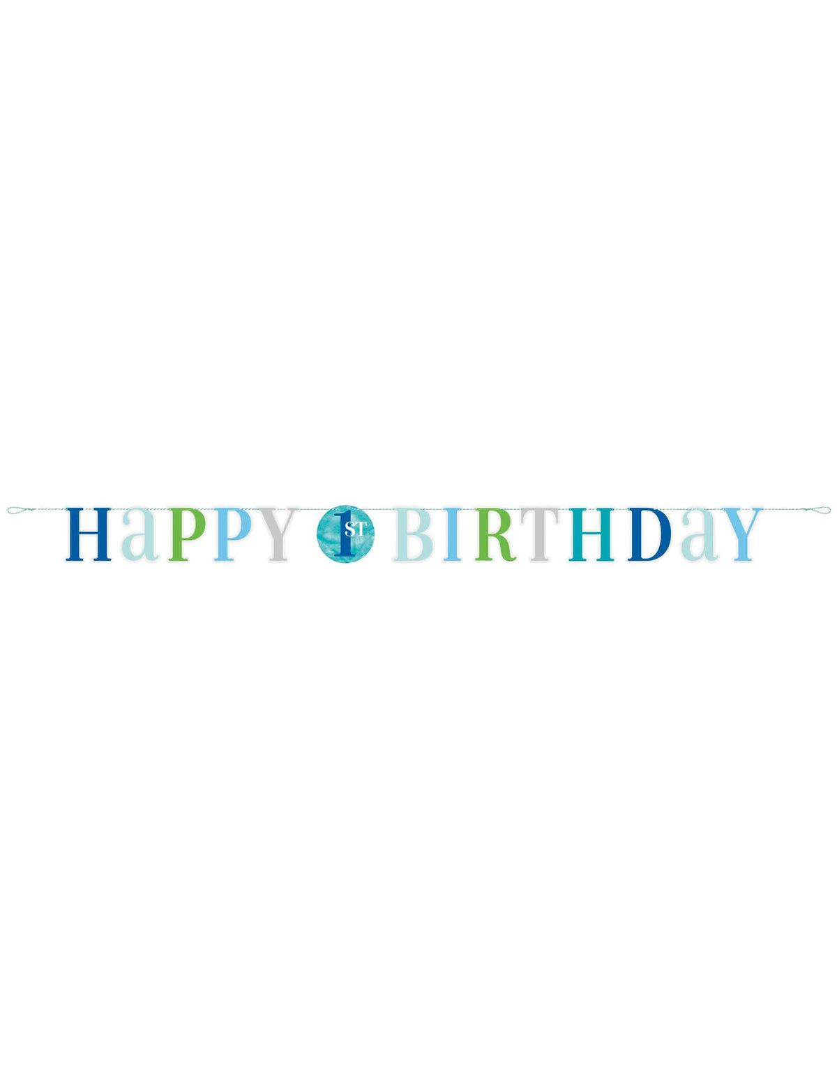 Обща представа за синята картонена гирлянда happy 1st birthday за момче