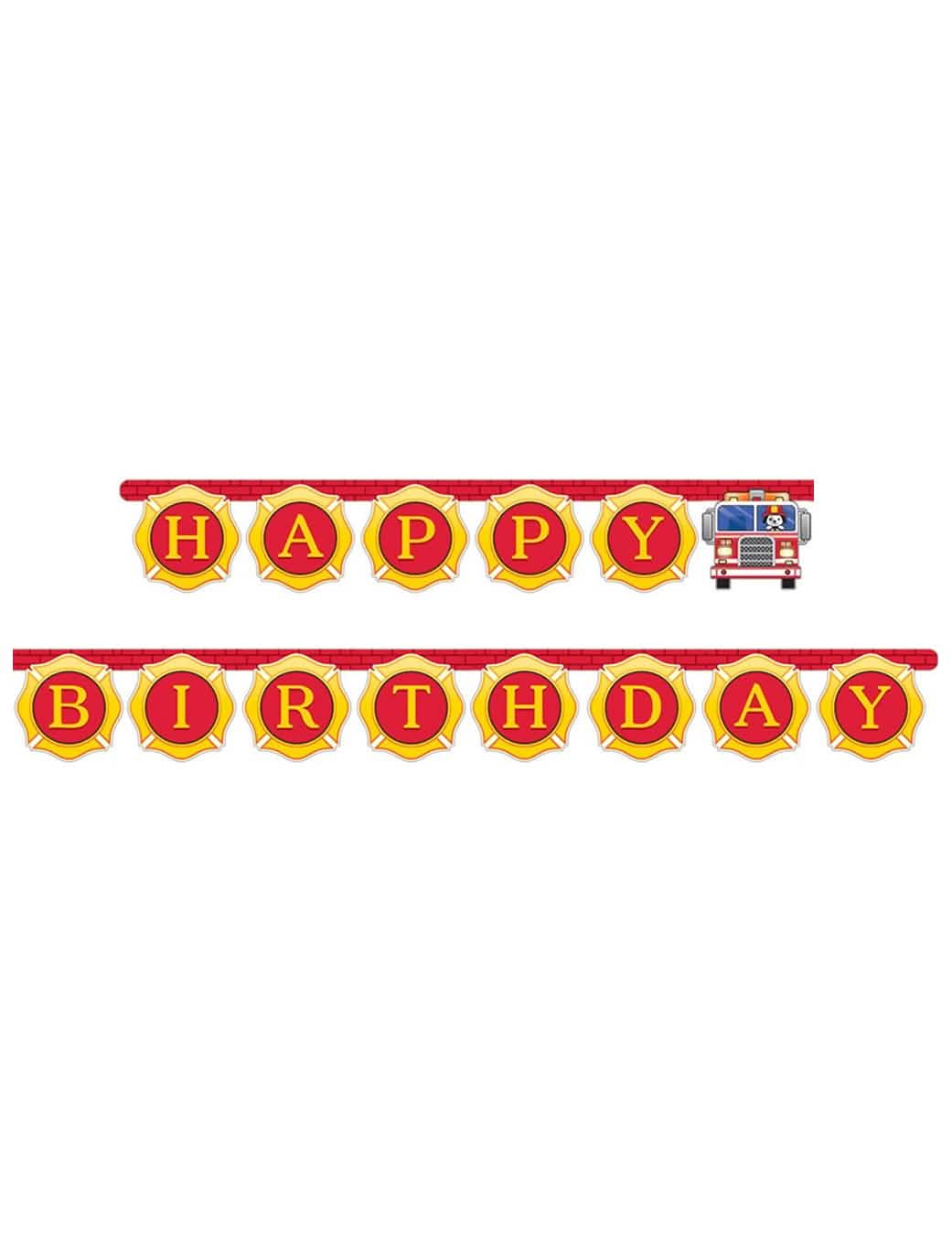 Гирлянда happy birthday пожарен камион за момче червен и жълт