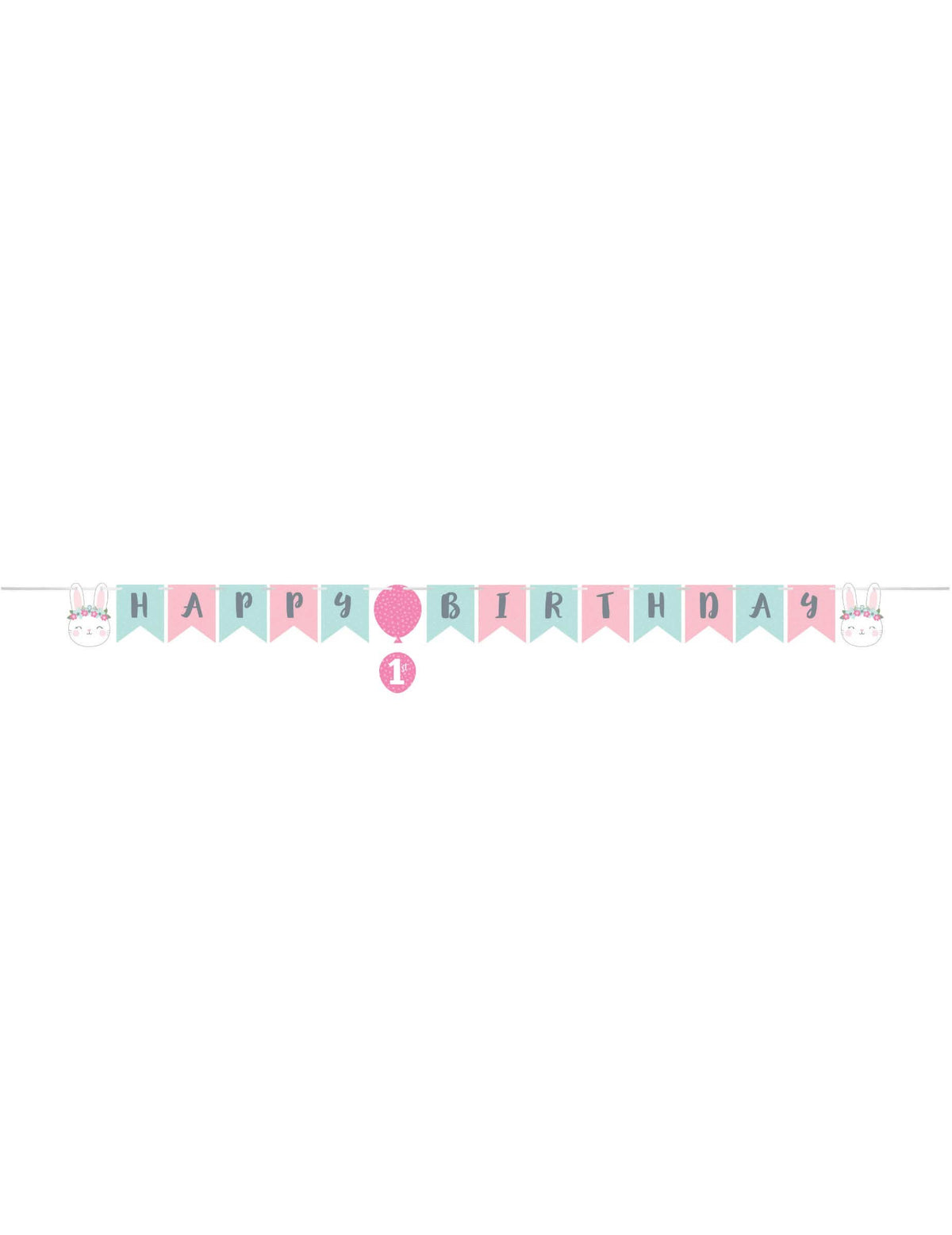 Обща визия на гирлянда happy birthday малки зайци за 1-ви рожден ден