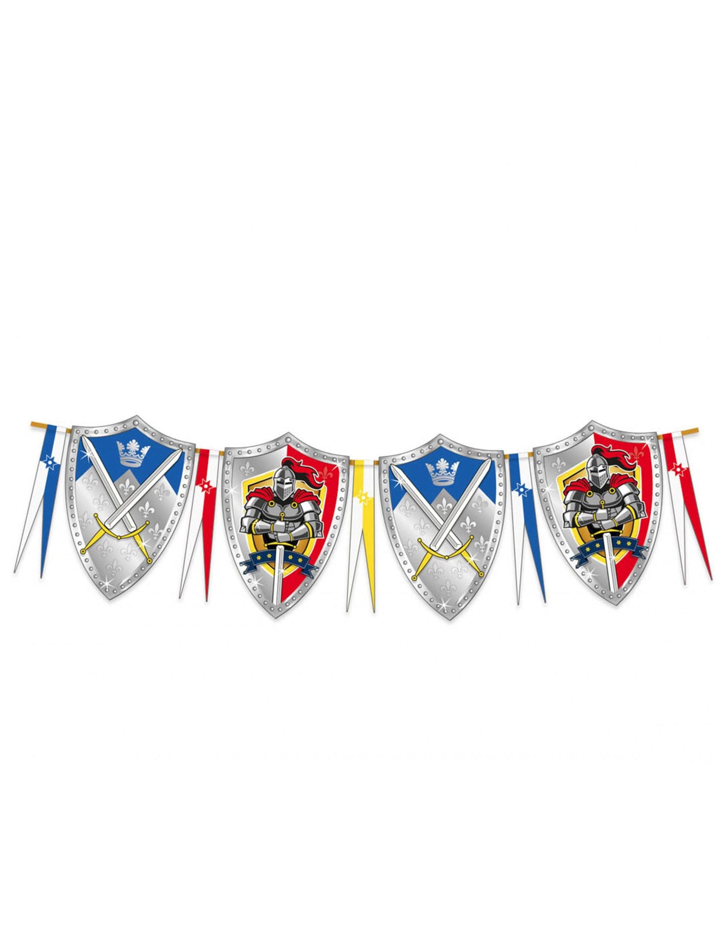 Guirlande chevaliers pour fête multicolore avec écussons et blasons