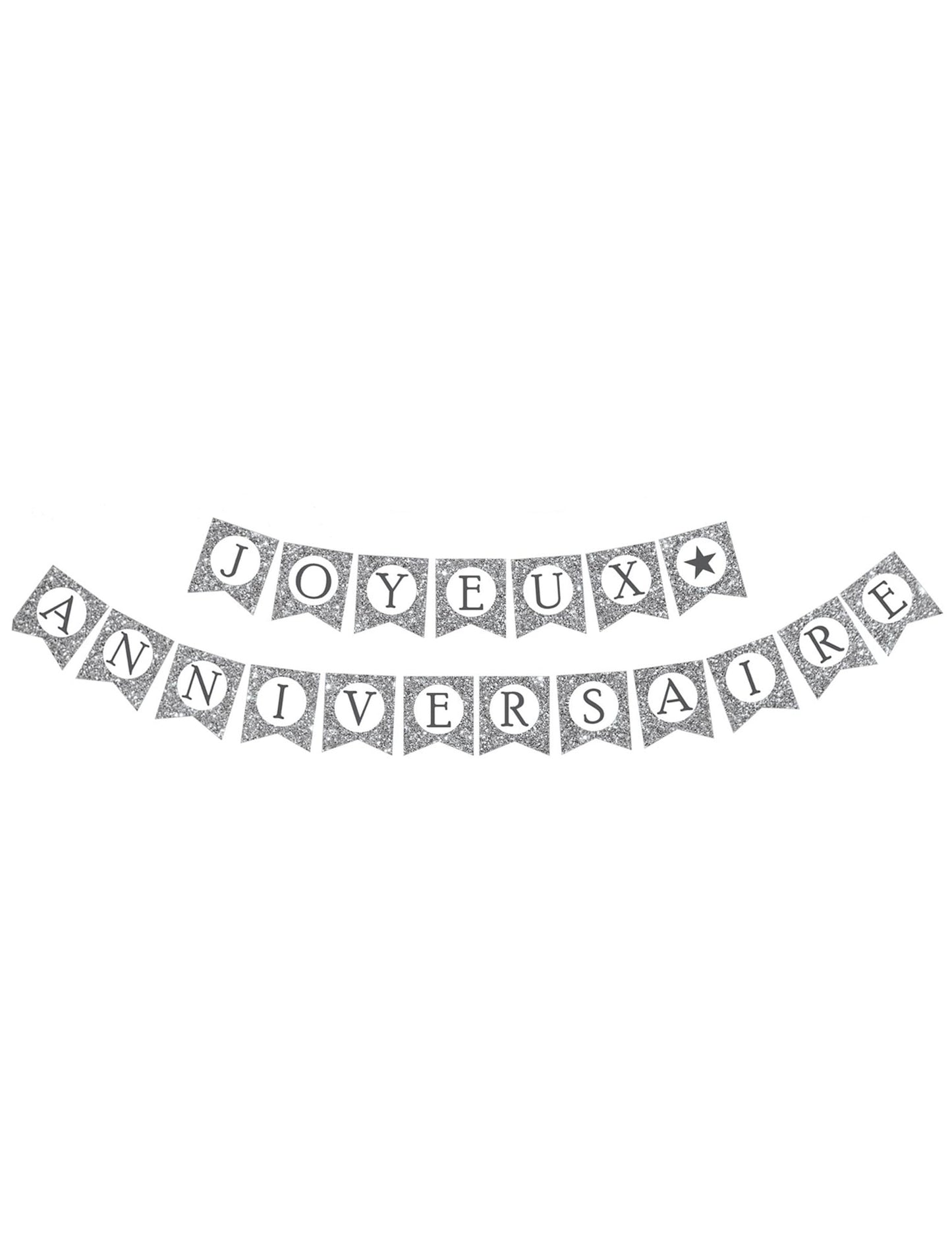 Guirlande Joyeux Anniversaire pour fête argent pailletée