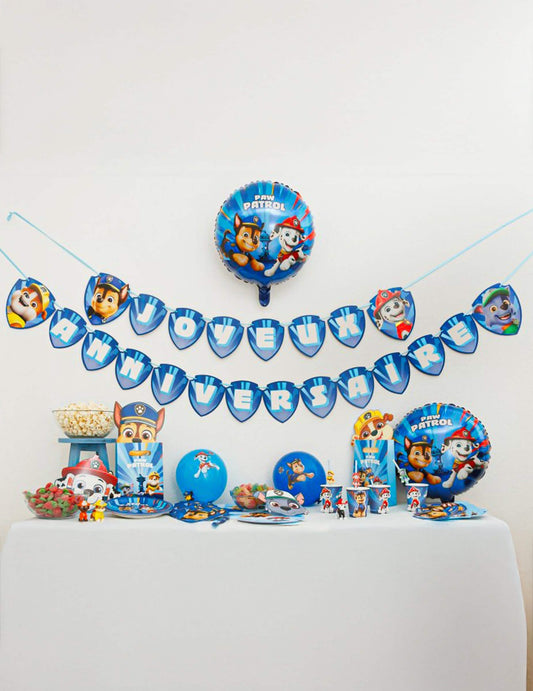 Син гирлянд „Честит рожден ден“ Пес Патрул 2,50m x 16cm