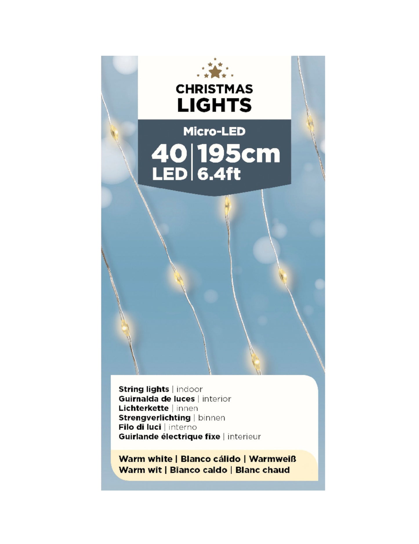 Светеща гирлянда за топъл бял интериор 40 LED 195 cm