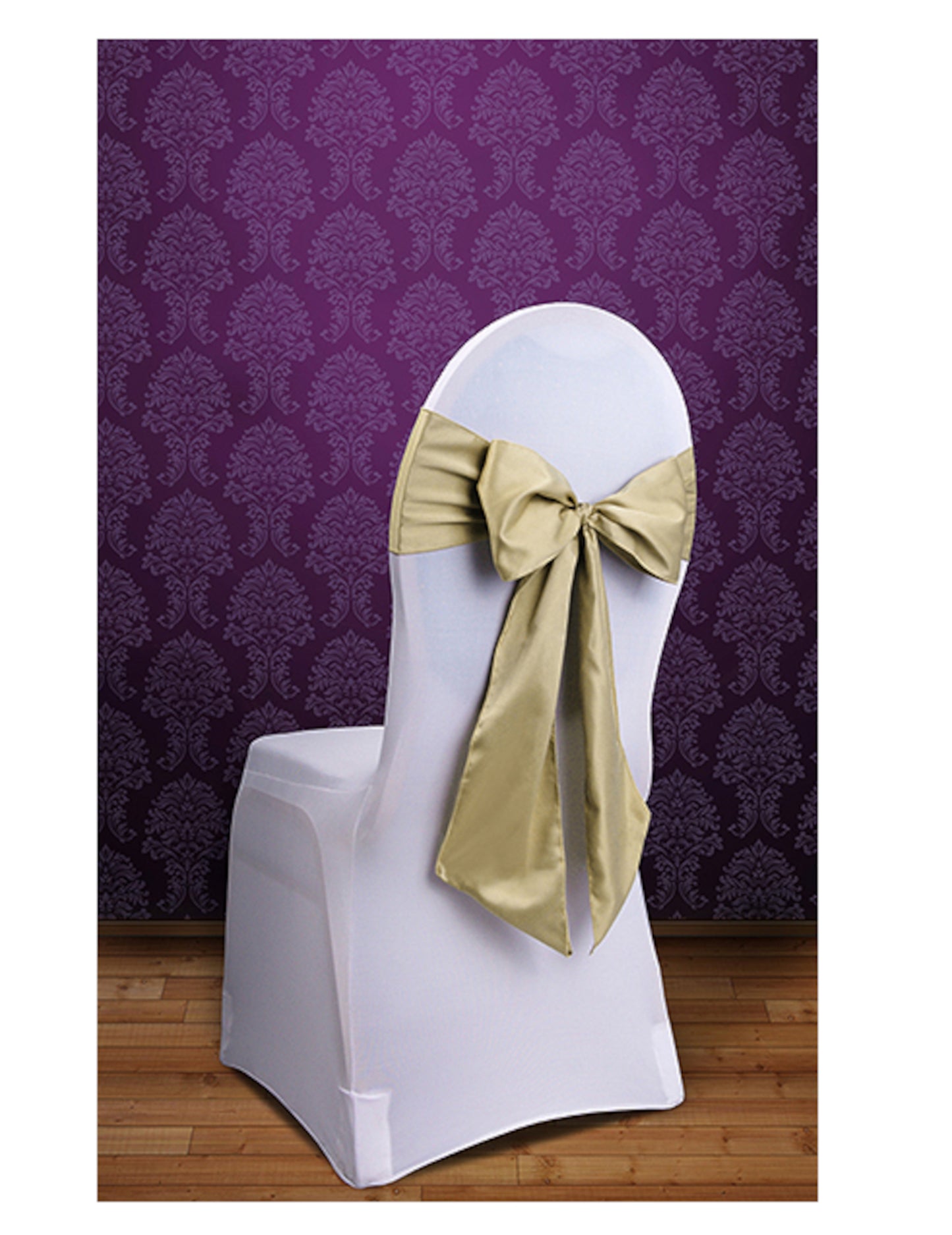 10 златни сатенени крила за стол, 2,75 м x 15 м cm за сватба